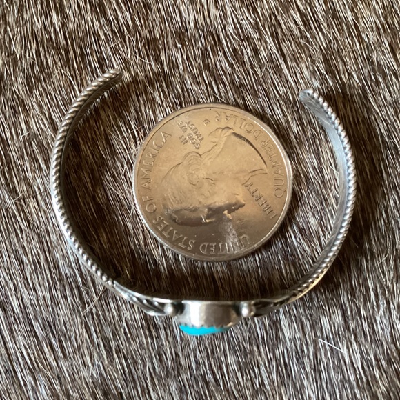 Signed Richard Begay Native American Sterling & Turquoise Baby/Toddler Cuff - Picture 7 of 7